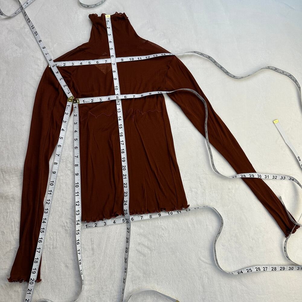Baserange Tabbys Star Long Sleeve Turtleneck Tee Shirt Medium Burned Pomegranate - Picture 9 of 16
